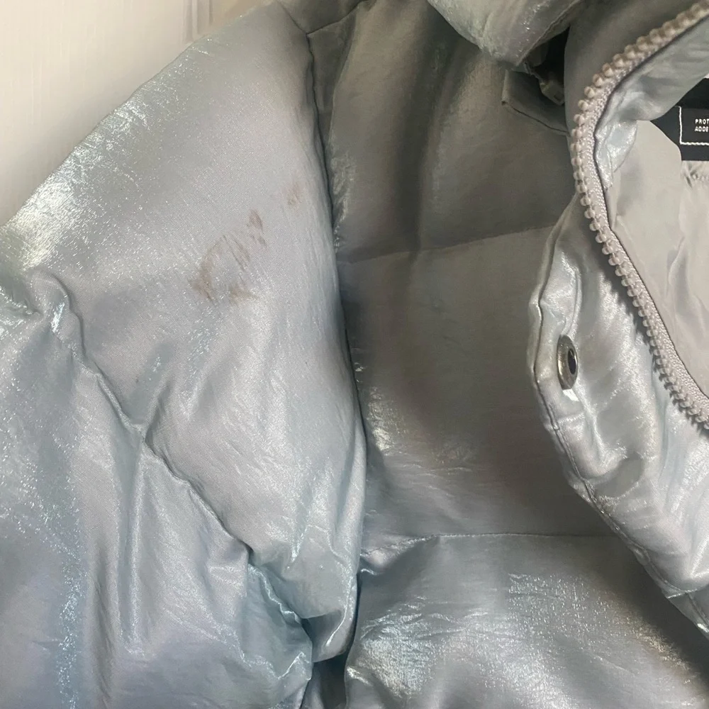 First Down Metallic Silver Puffer Jacket - Picture 3 of 6